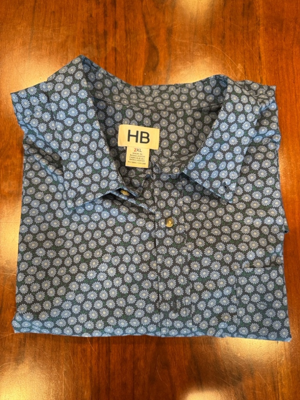 HB Men's Blue Floral Casual Button-Down Shirt